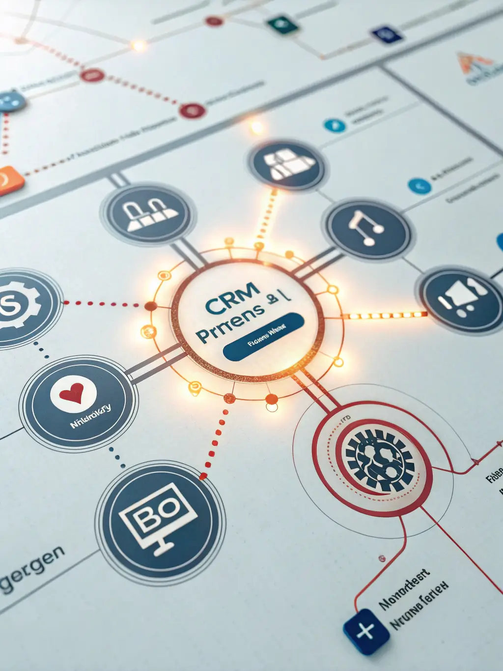 Diagram showing CRM system connected with AI automation modules, illustrating CRM Integration & Automation by Intel Matrix AI.